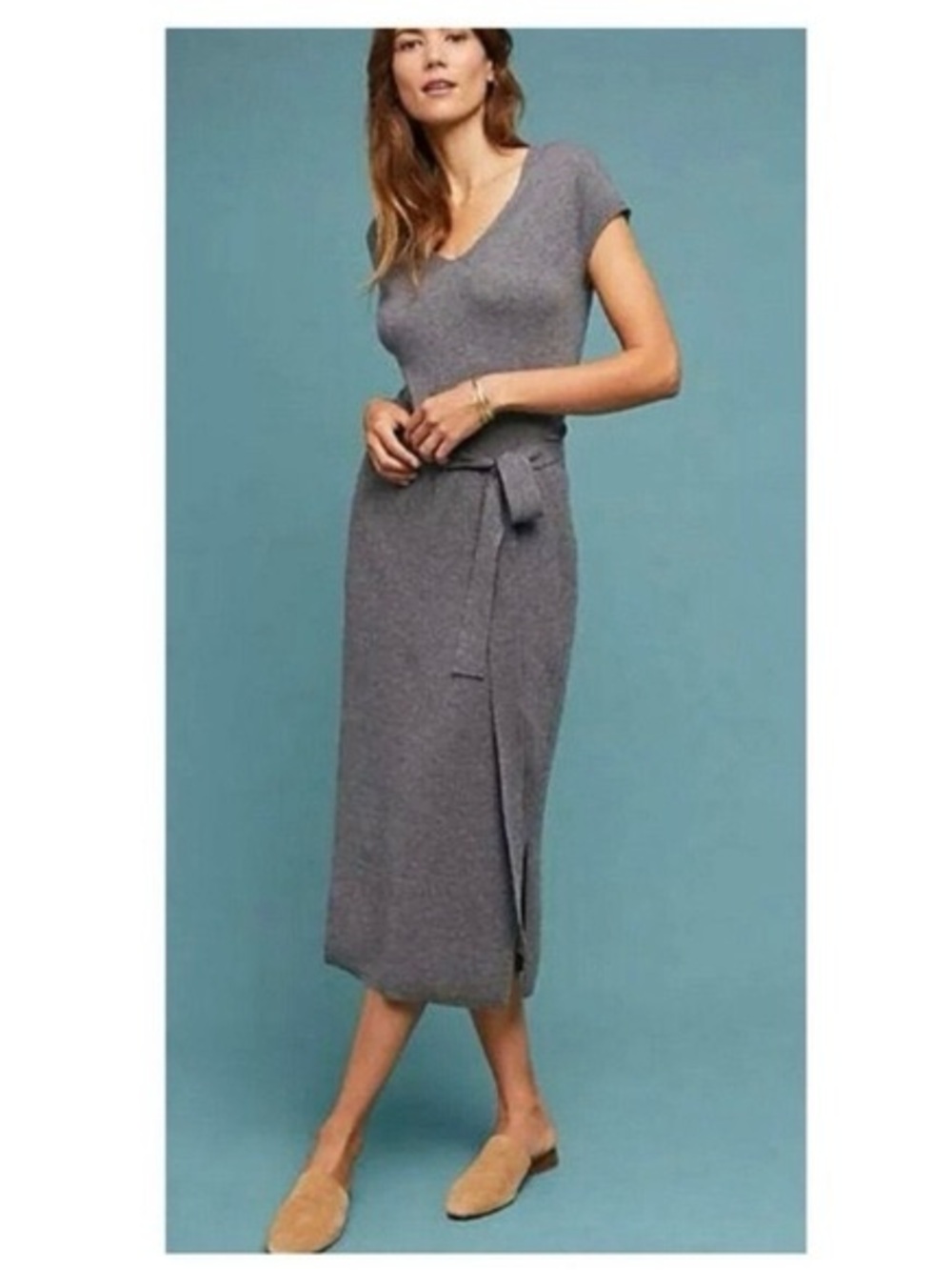 NWT From The Heart of Anthropologie Building 13 Gray Sweater Dress XXS